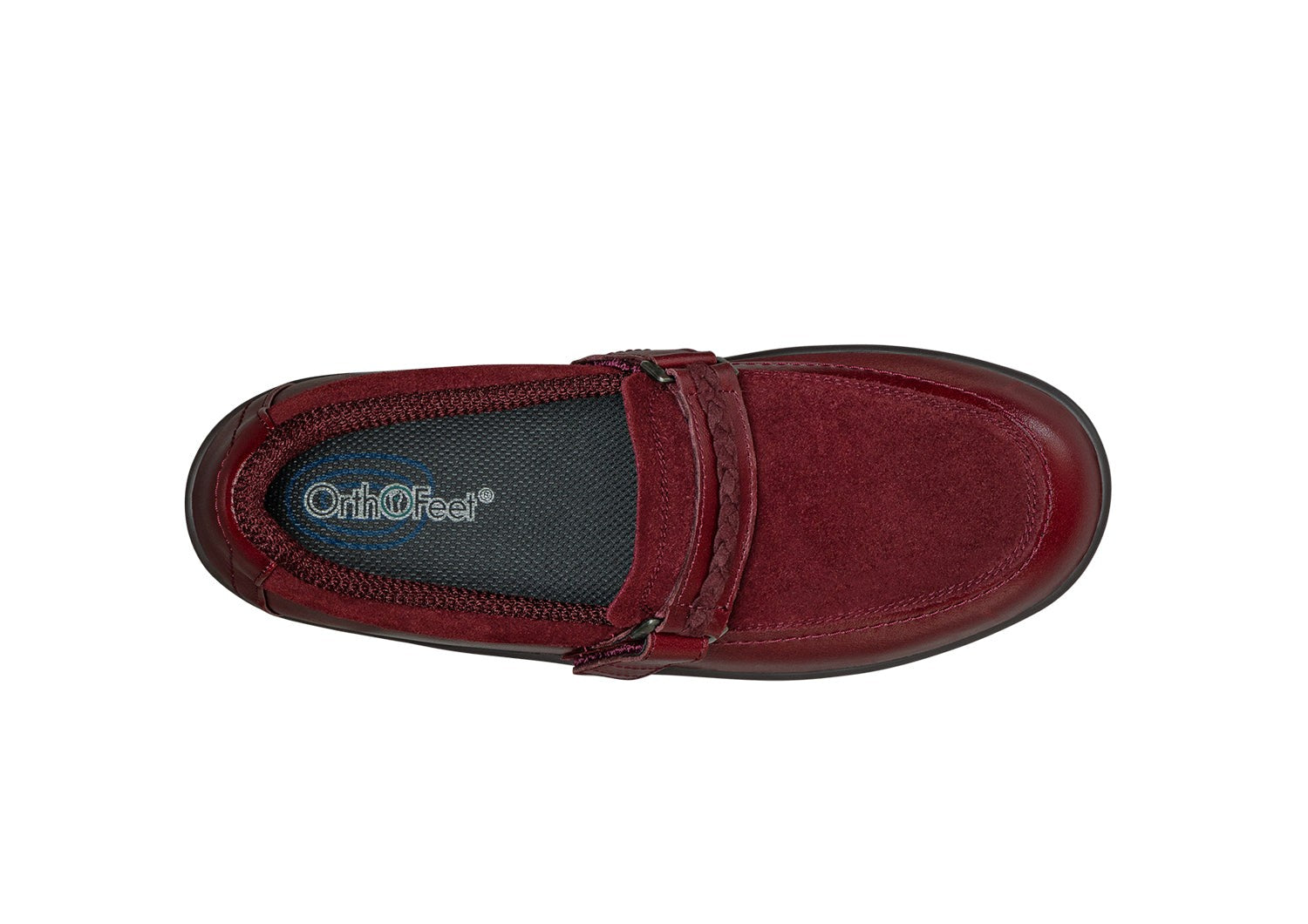 Orthofeet Chelsea Supportive Comfort Women's Dress - Dark Cherry - Bird's Eye View - 6