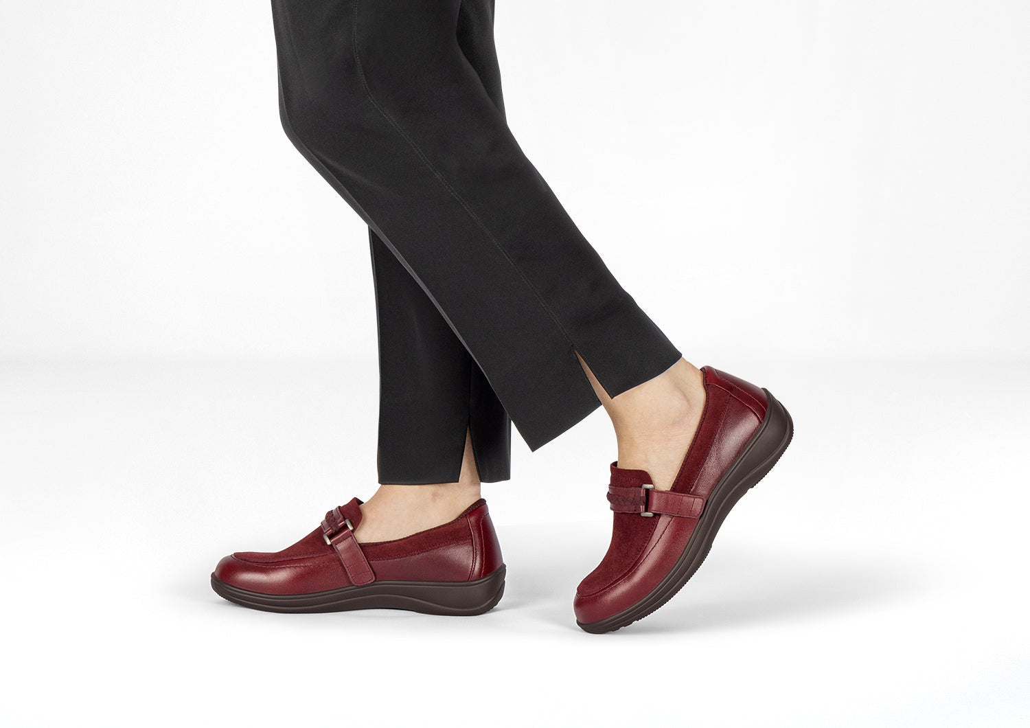 Orthofeet Chelsea Supportive Comfort Women's Dress - Dark Cherry - Lifestyle View - 2