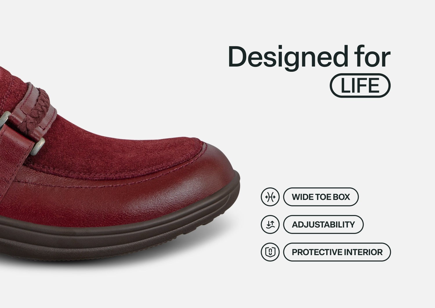 Orthofeet Chelsea Supportive Comfort Women's Dress - Dark Cherry - Feature Detail - 5