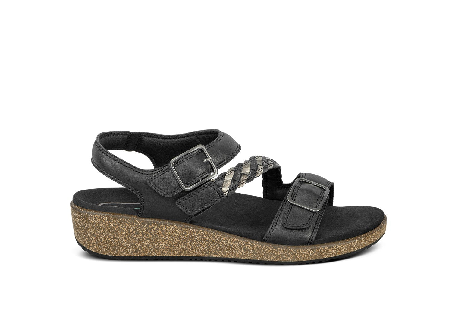 Orthofeet Chloe Supportive Heel-Strap Stretch Women's Sandal in Black