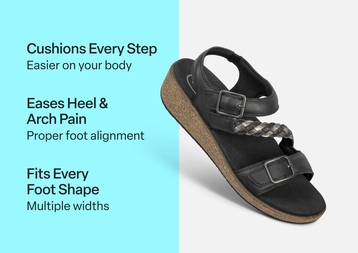 Orthofeet Chloe Supportive Heel-Strap Stretch Women's Sandal - Black - Comfort Benefits - 3