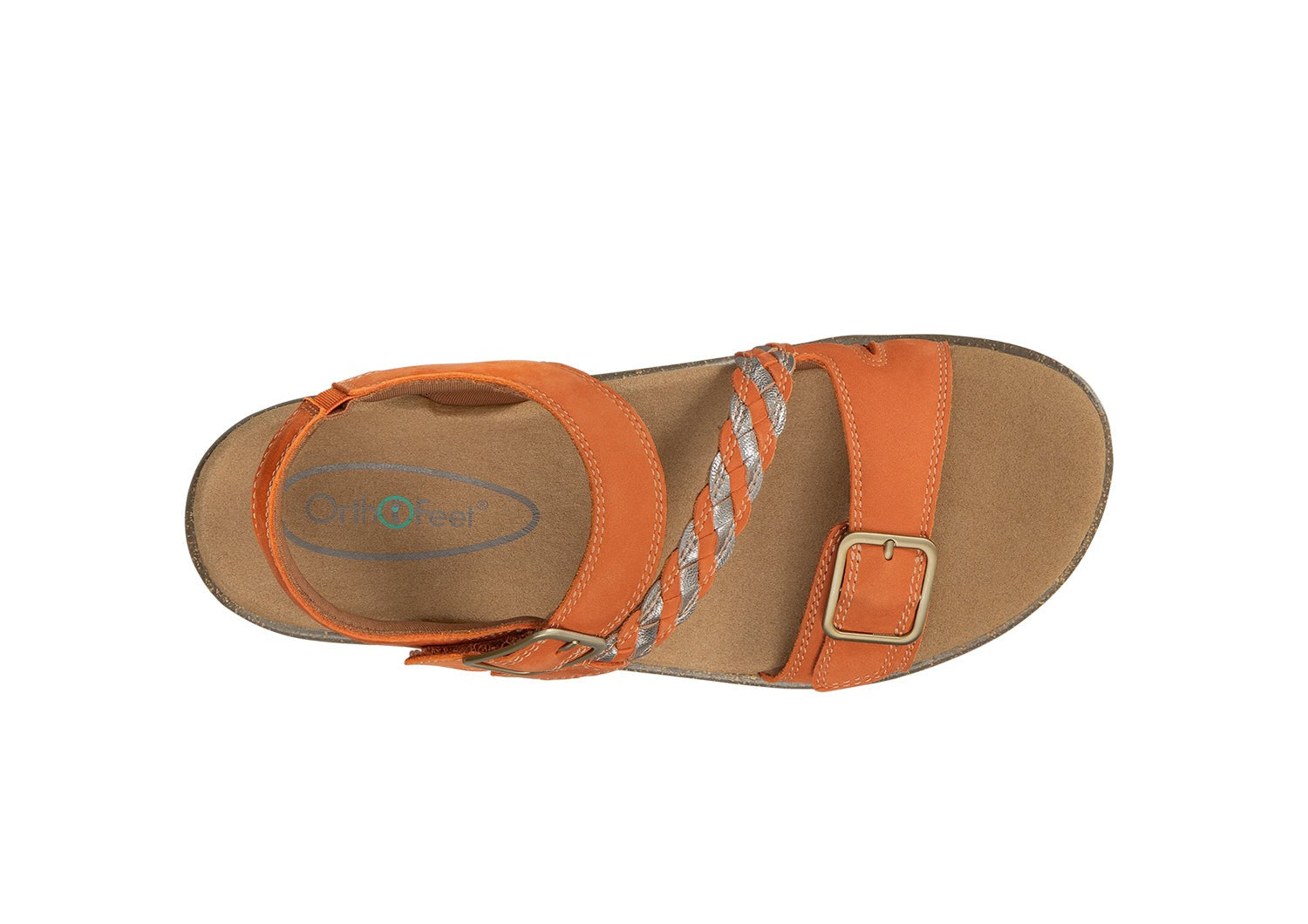 Orthofeet Chloe Supportive Heel-Strap Stretch Women's Sandal - Spice - Bird's Eye View - 6