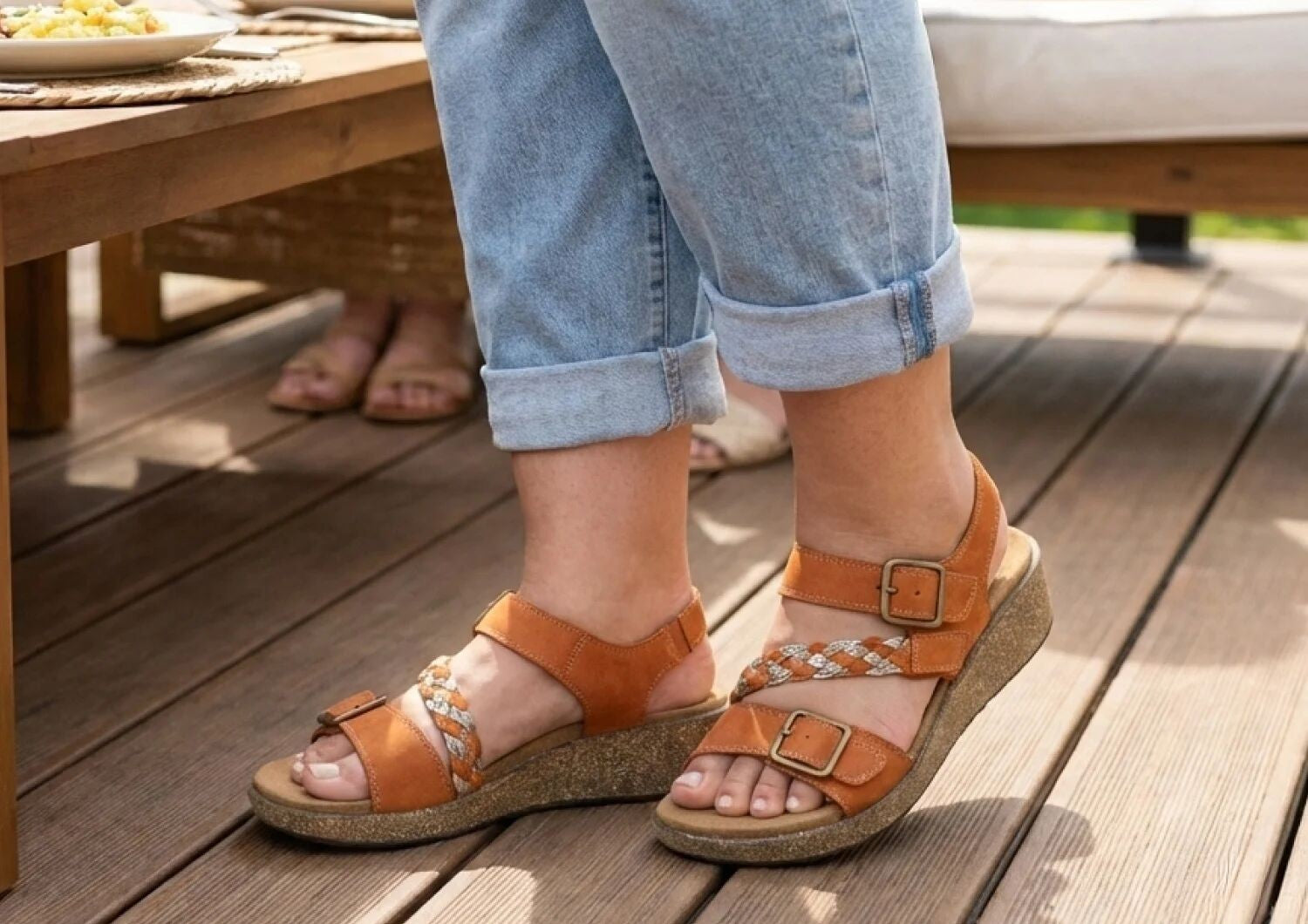 Orthofeet Chloe Supportive Heel-Strap Stretch Women's Sandal - Spice - Lifestyle View - 8