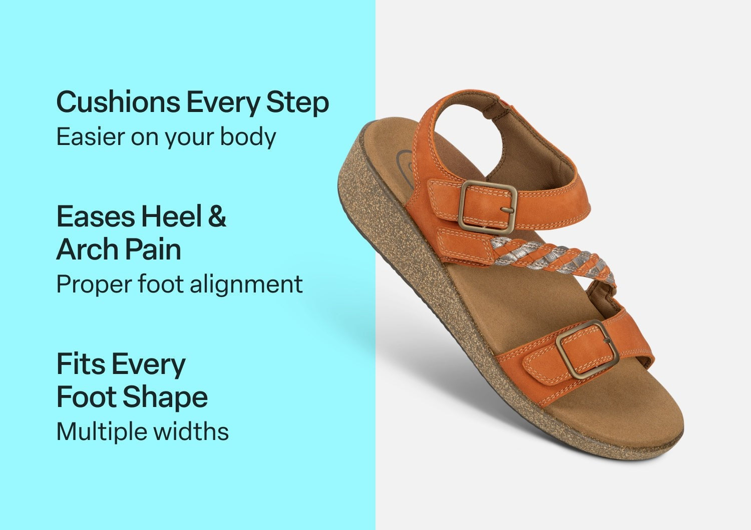 Orthofeet Chloe Supportive Heel-Strap Stretch Women's Sandal - Spice - Comfort Benefits - 3