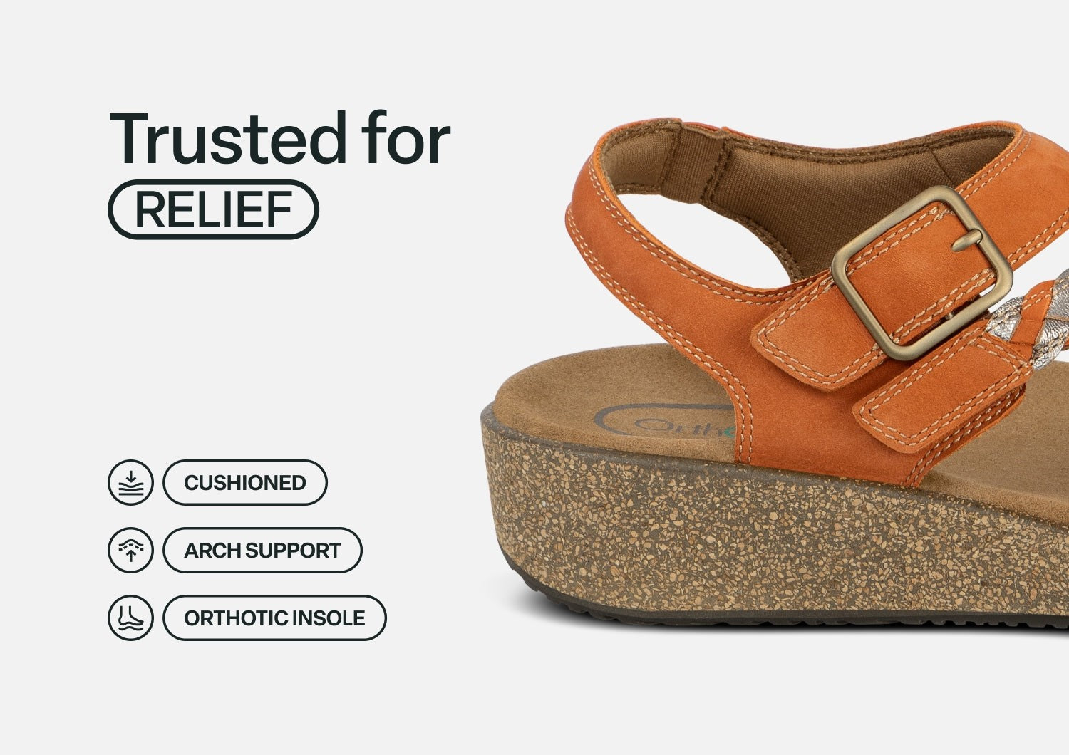 Orthofeet Chloe Supportive Heel-Strap Stretch Women's Sandal - Spice - Feature Detail - 4