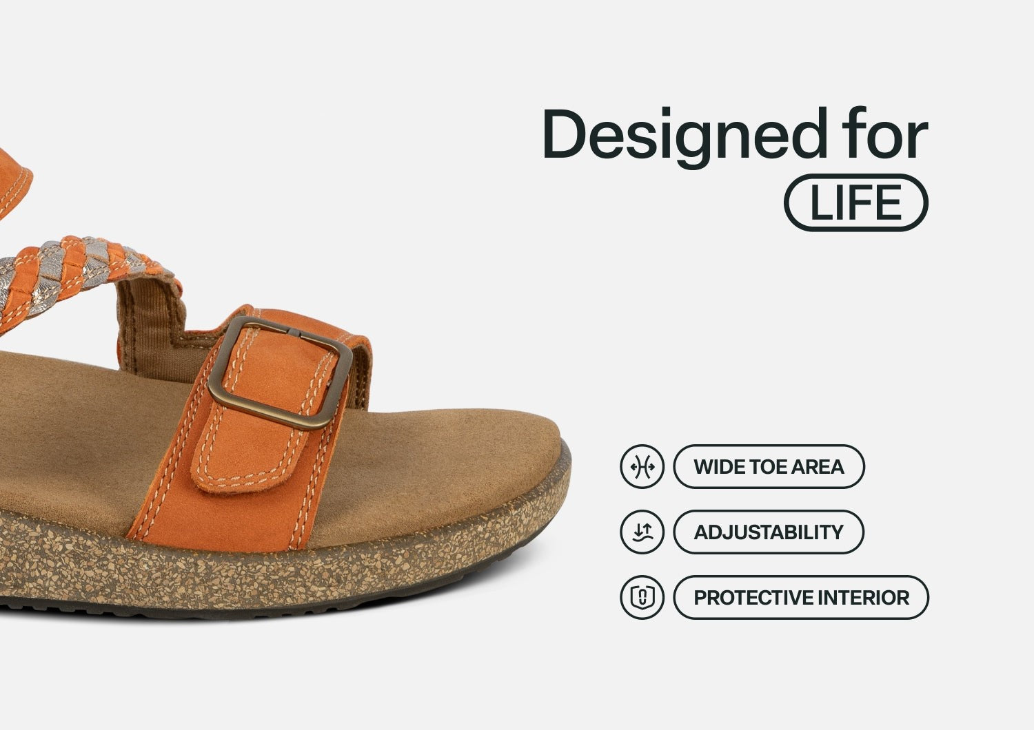 Orthofeet Chloe Supportive Heel-Strap Stretch Women's Sandal - Spice - Feature Detail - 5