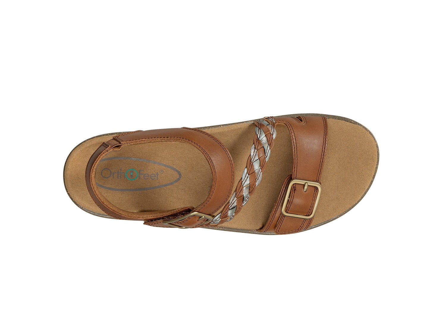 Orthofeet Chloe Supportive Heel-Strap Stretch Women's Sandal - Tan - Bird's Eye View - 6