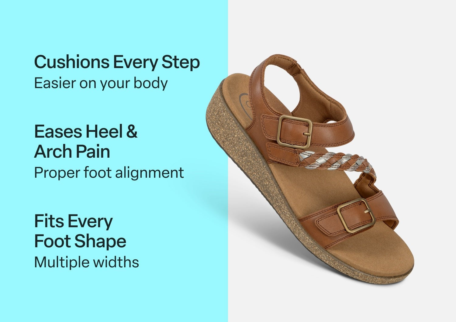 Orthofeet Chloe Supportive Heel-Strap Stretch Women's Sandal - Tan - Comfort Benefits - 3