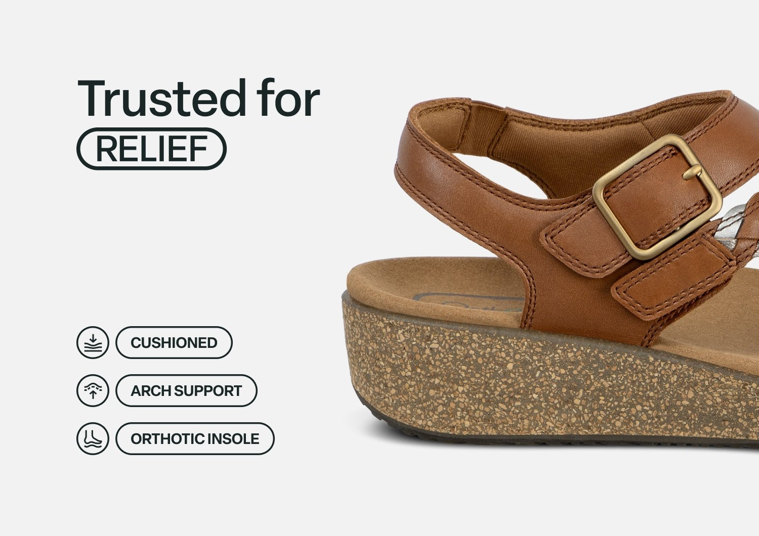 Orthofeet Chloe Supportive Heel-Strap Stretch Women's Sandal - Tan - Feature Detail - 4