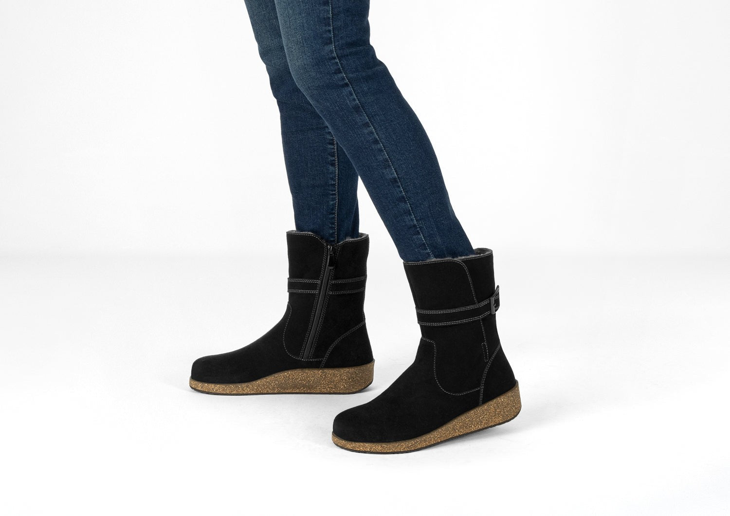 Orthofeet Claire Cushioned Support Women's Boots - Black - Lifestyle View - 2