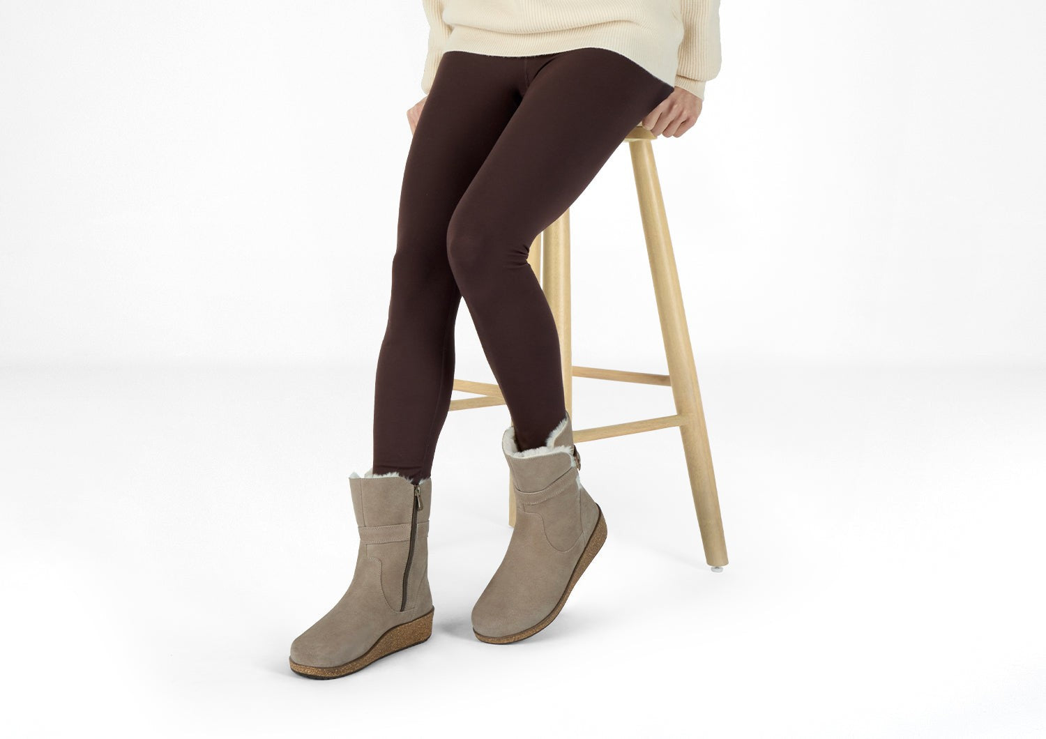 Orthofeet Claire Cushioned Support Women's Boots - Taupe - Lifestyle View - 2