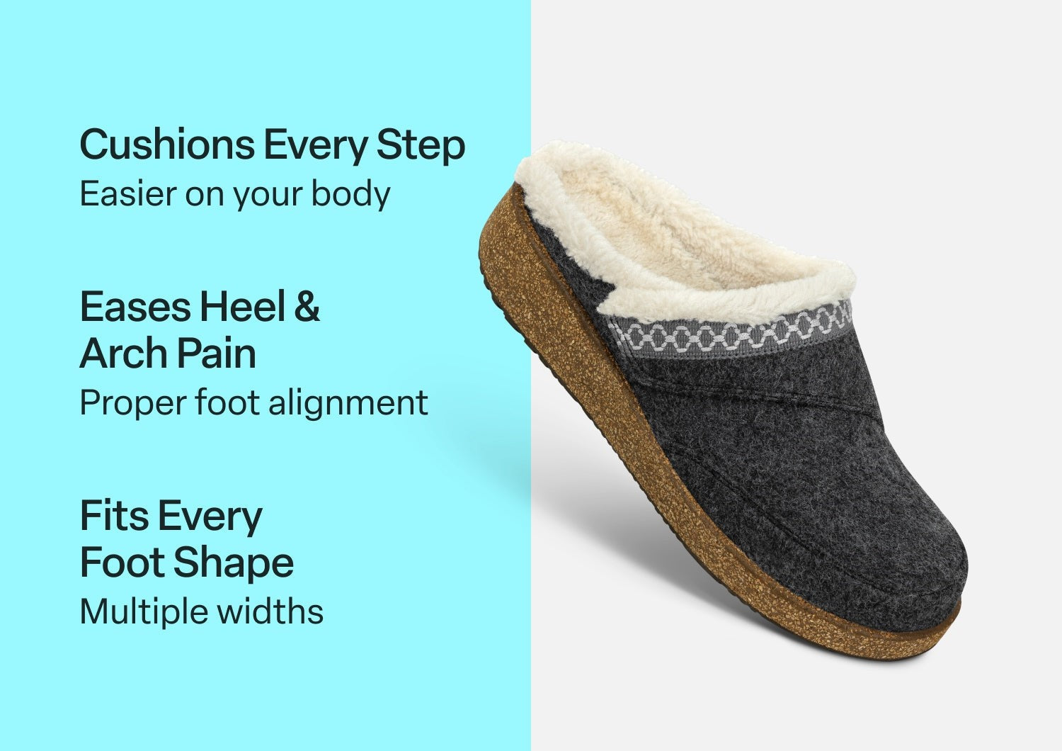 Orthofeet Clara Women's Slippers - Charcoal - Comfort Benefits - 3