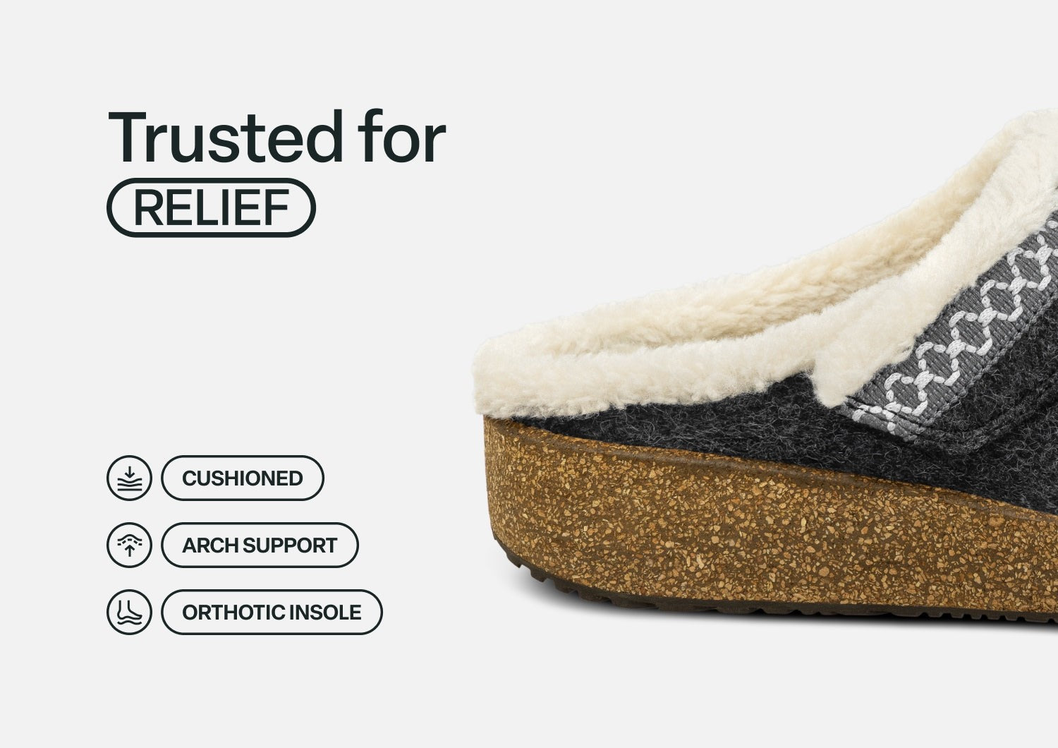 Orthofeet Clara Women's Slippers - Charcoal - Feature Detail - 4