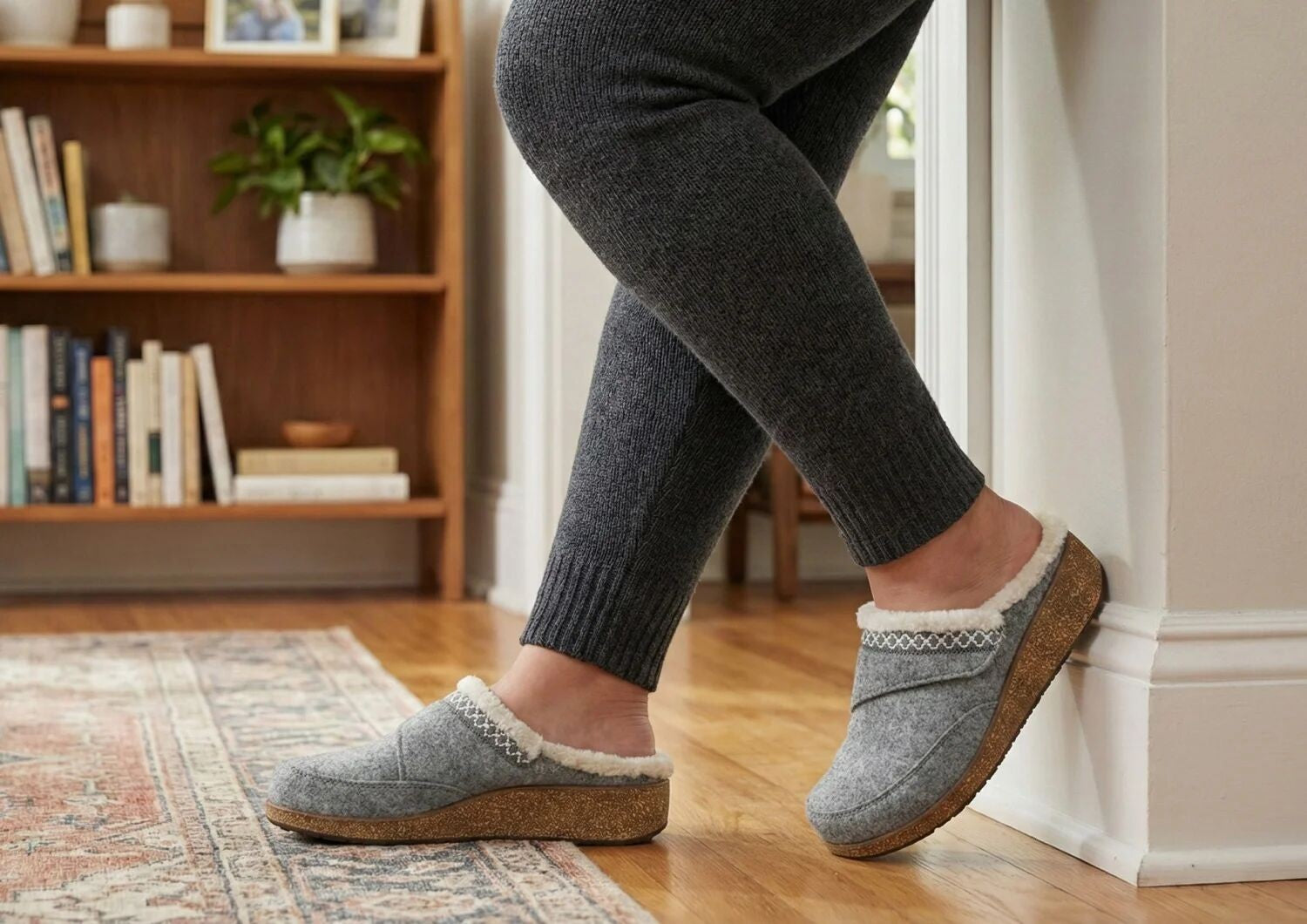Orthofeet Clara Women's Slippers - Gray - Lifestyle View - 8