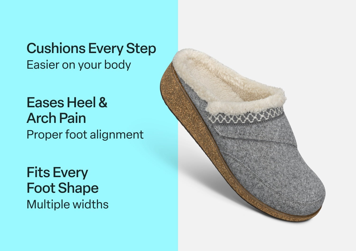 Orthofeet Clara Women's Slippers - Gray - Comfort Benefits - 3