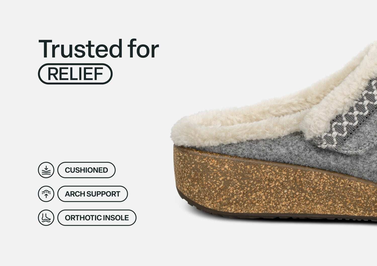 Orthofeet Clara Women's Slippers - Gray - Feature Detail - 4