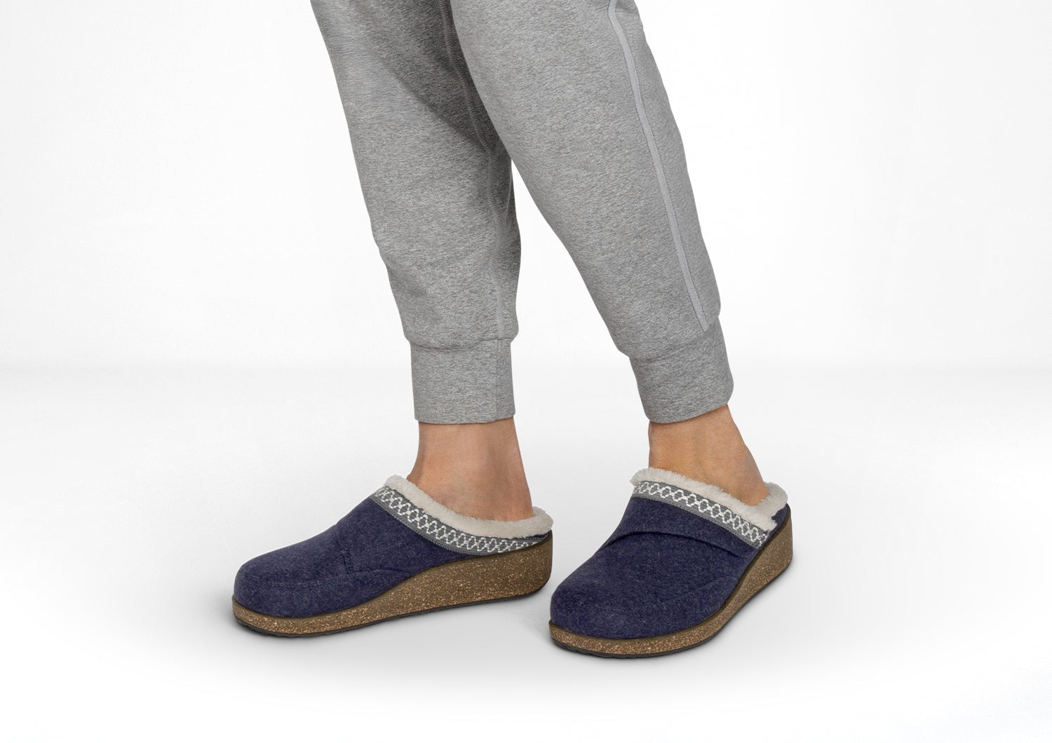 Orthofeet Clara Women's Slippers - Navy - Lifestyle View - 2