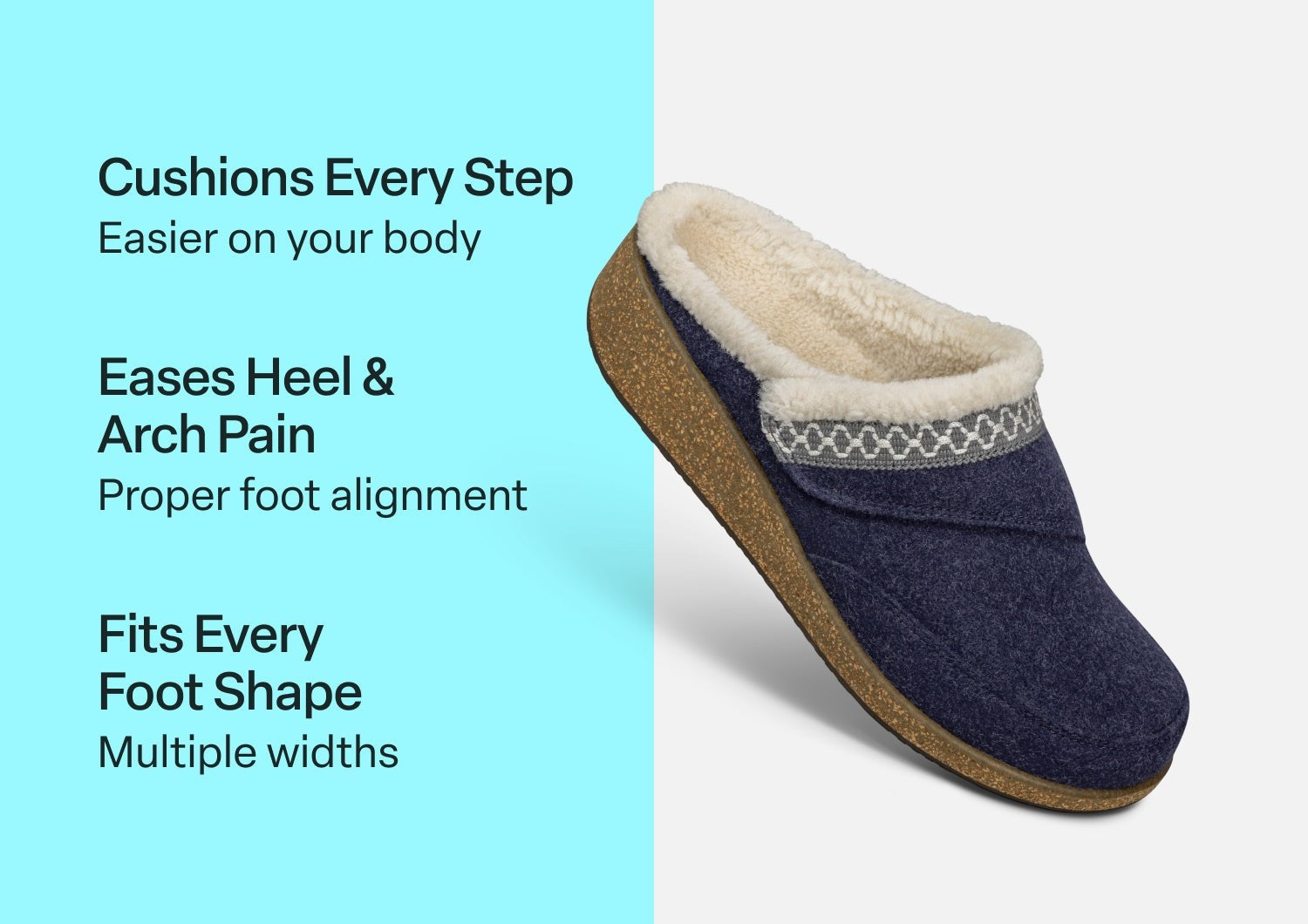 Orthofeet Clara Women's Slippers - Navy - Comfort Benefits - 3