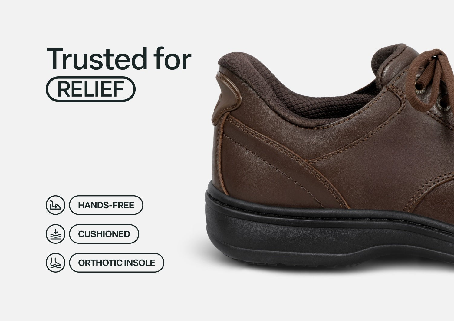 Orthofeet Claude Hands-Free Supportive Men's Casual - Brown - Feature Detail - 3
