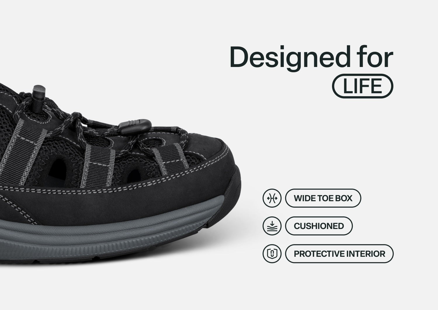 Orthofeet Clearwater Supportive Men's Sandals - Black - Feature Detail - 5