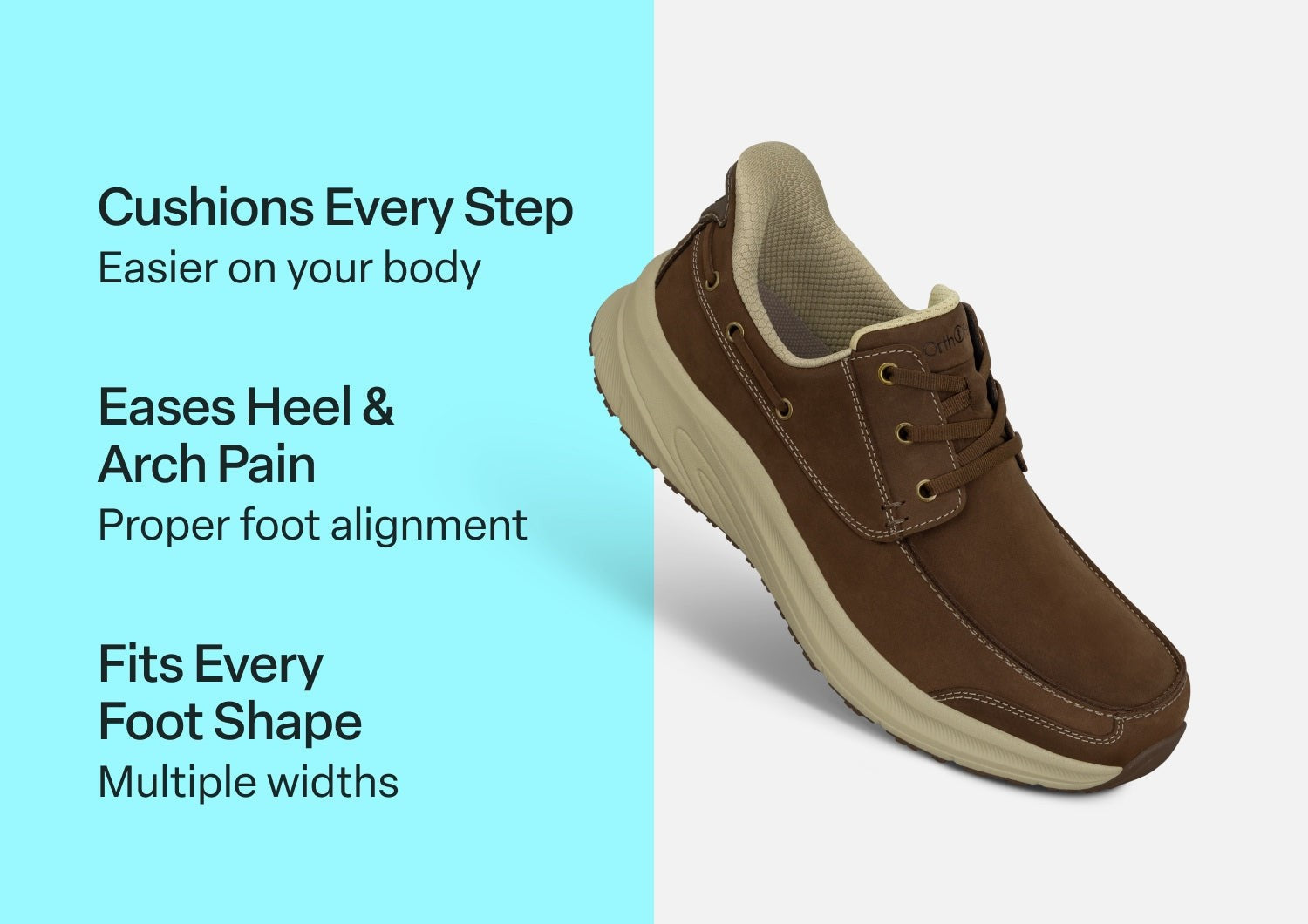 Orthofeet Commander Hands-Free Supportive Men's Boat Shoes - Brown - Comfort Benefits - 3