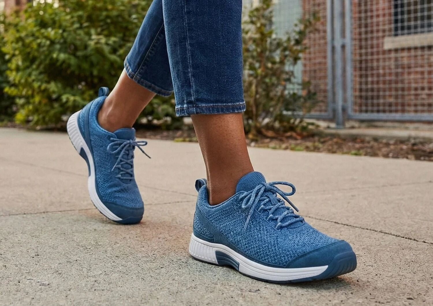 Orthofeet Coral Stretch Arch-Support Women's Sneakers - Blue - Lifestyle View - 8