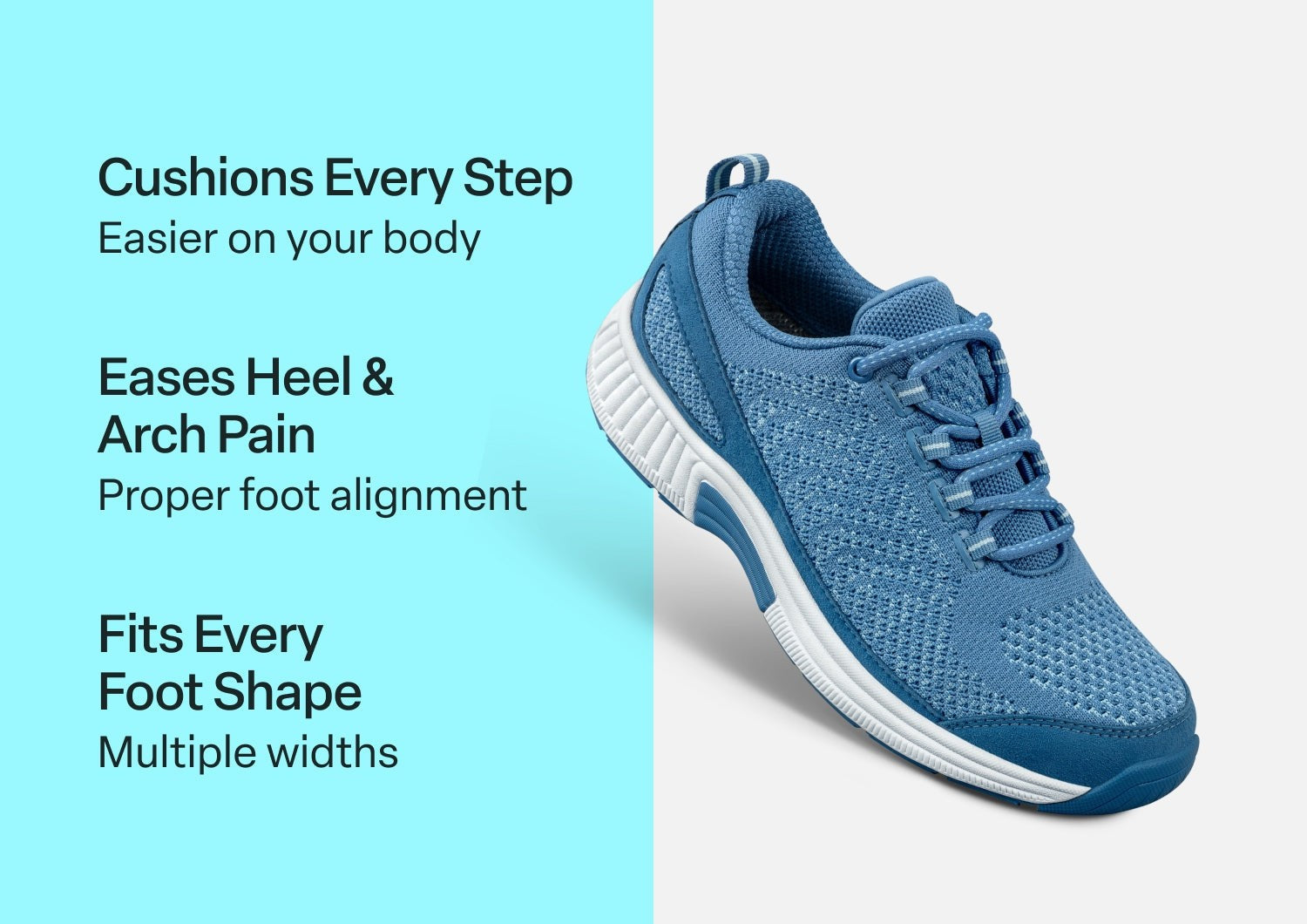 Orthofeet Coral Stretch Arch-Support Women's Sneakers - Blue - Comfort Benefits - 3