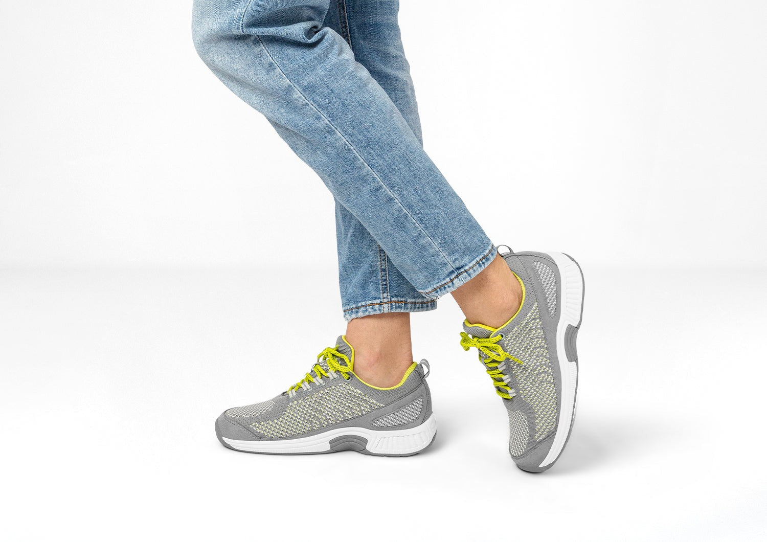 Orthofeet Coral Stretch Arch-Support Women's Sneakers - Gray - Lifestyle View - 2