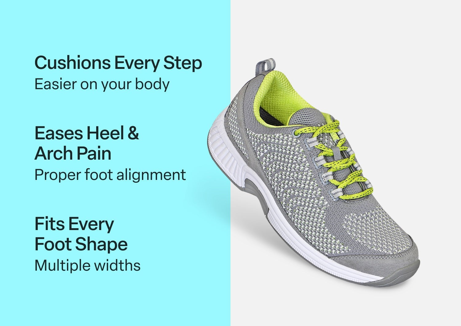 Orthofeet Coral Stretch Arch-Support Women's Sneakers - Gray - Comfort Benefits - 3