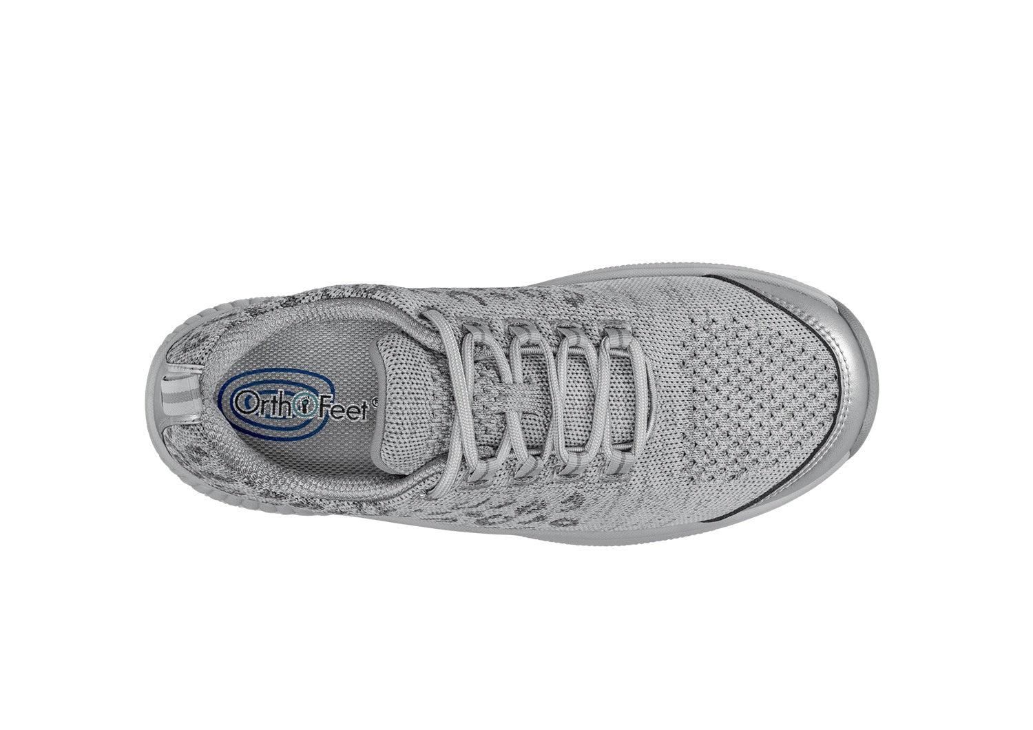 Orthofeet Coral Stretch Arch-Support Women's Sneakers - Gray Leopard - Bird's Eye View - 6