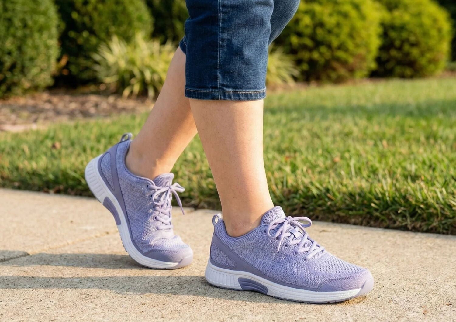 Orthofeet Coral Stretch Arch-Support Women's Sneakers - Lavender - Lifestyle View - 8