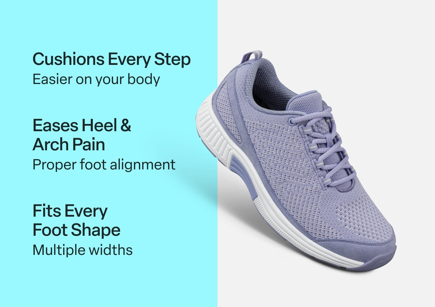 Orthofeet Coral Stretch Arch-Support Women's Sneakers - Lavender - Comfort Benefits - 3