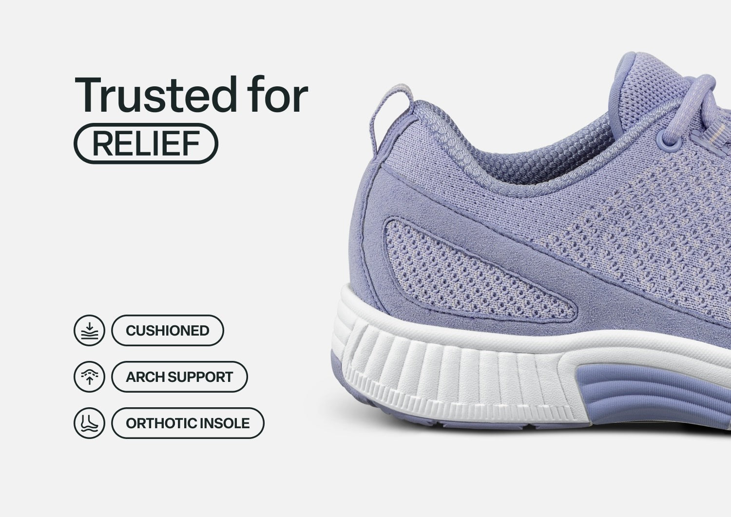Orthofeet Coral Stretch Arch-Support Women's Sneakers - Lavender - Feature Detail - 4