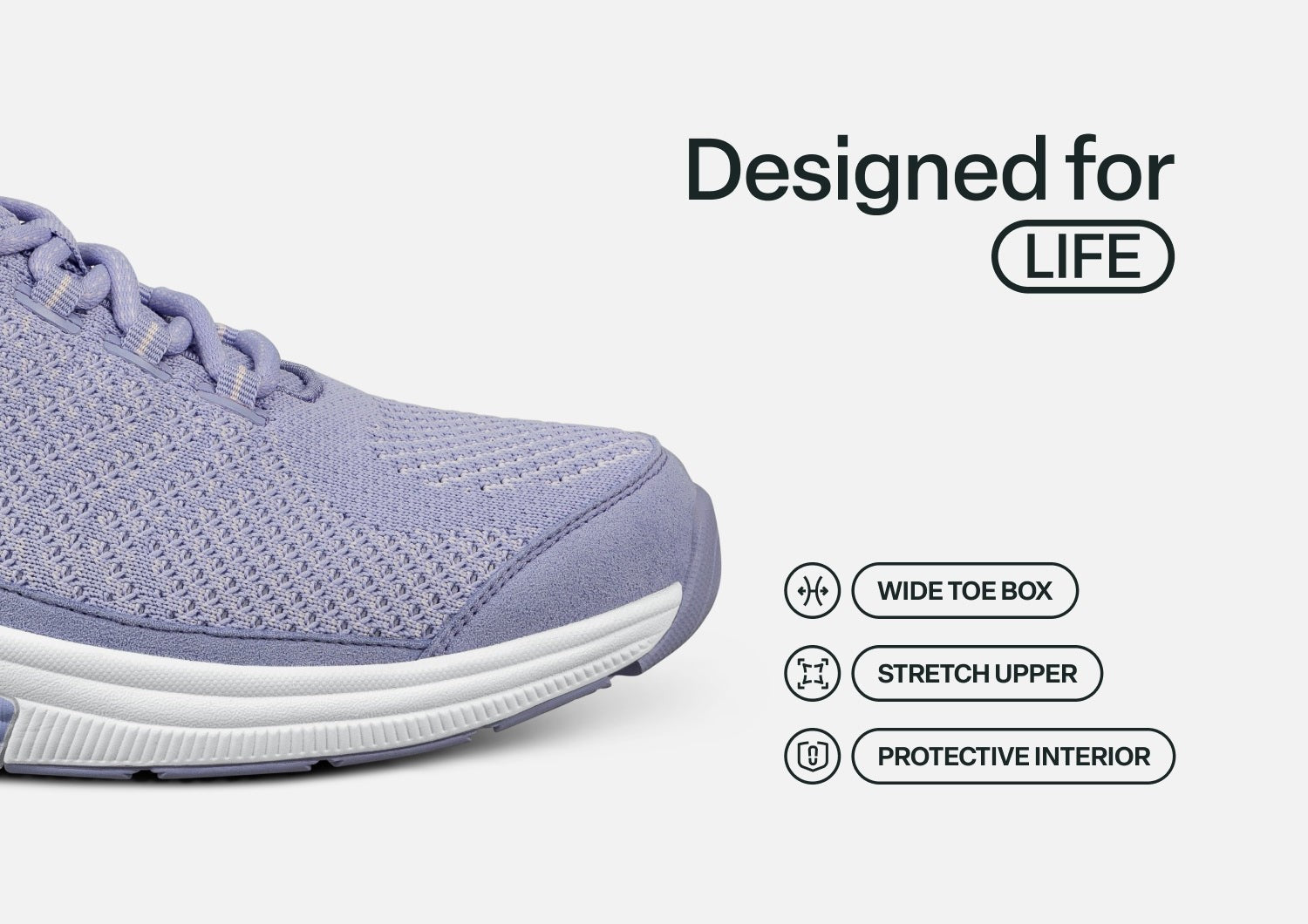 Orthofeet Coral Stretch Arch-Support Women's Sneakers - Lavender - Feature Detail - 5