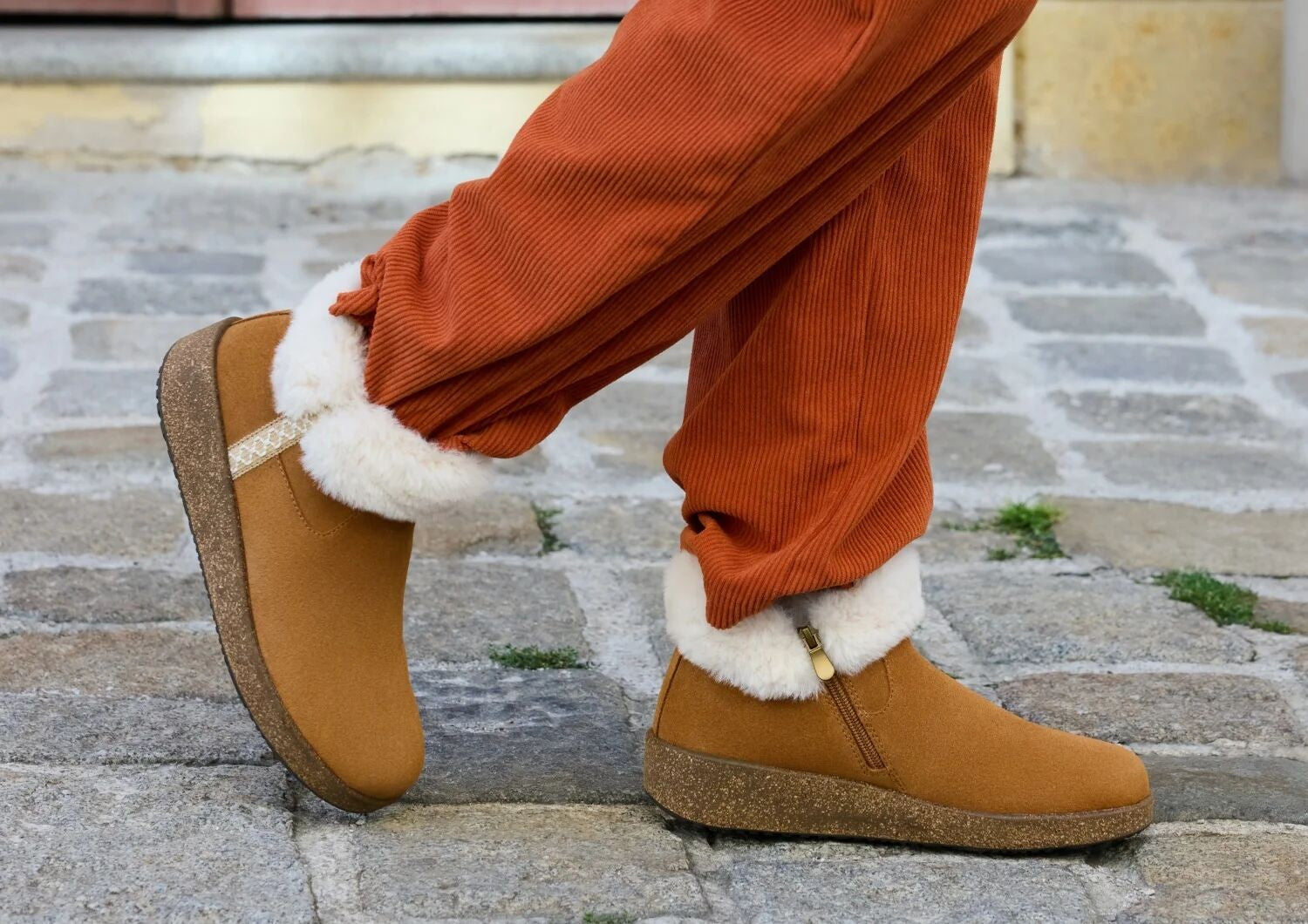 Orthofeet Cozi Cushioned Comfort Women's Boots - Chestnut - Lifestyle View - 8