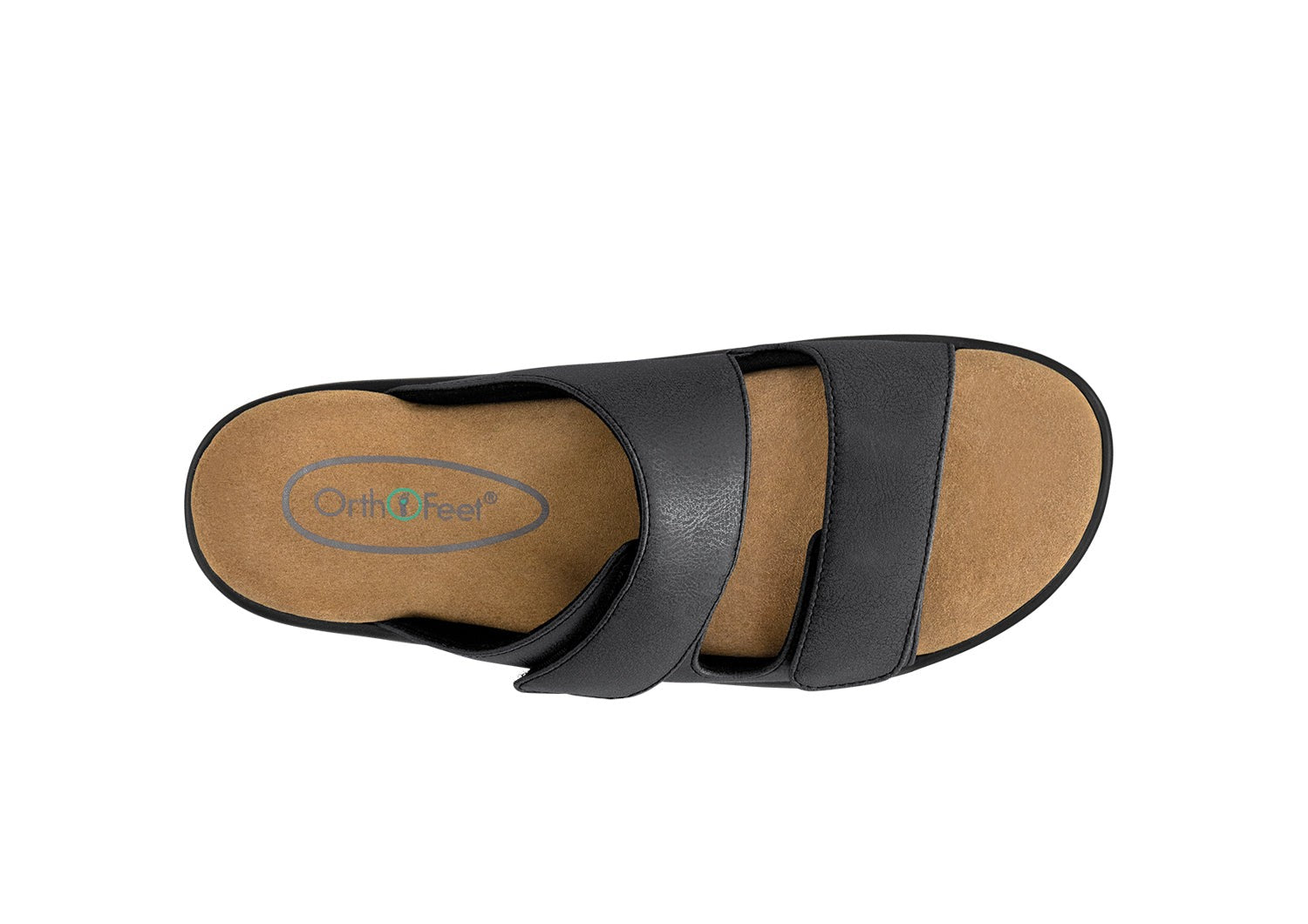 Orthofeet Cruz Supportive Adjustable Wedge Women's Sandals - Black - Bird's Eye View - 6