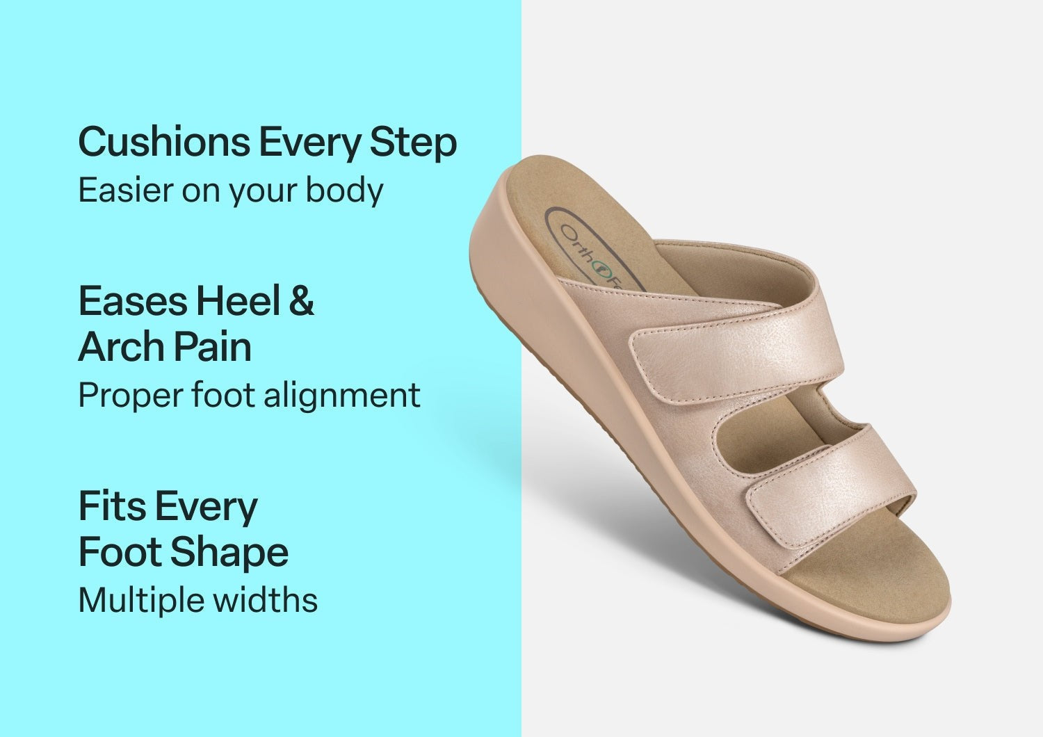 Orthofeet Cruz Supportive Adjustable Wedge Women's Sandals - Dusty Rose Pink - Comfort Benefits - 3