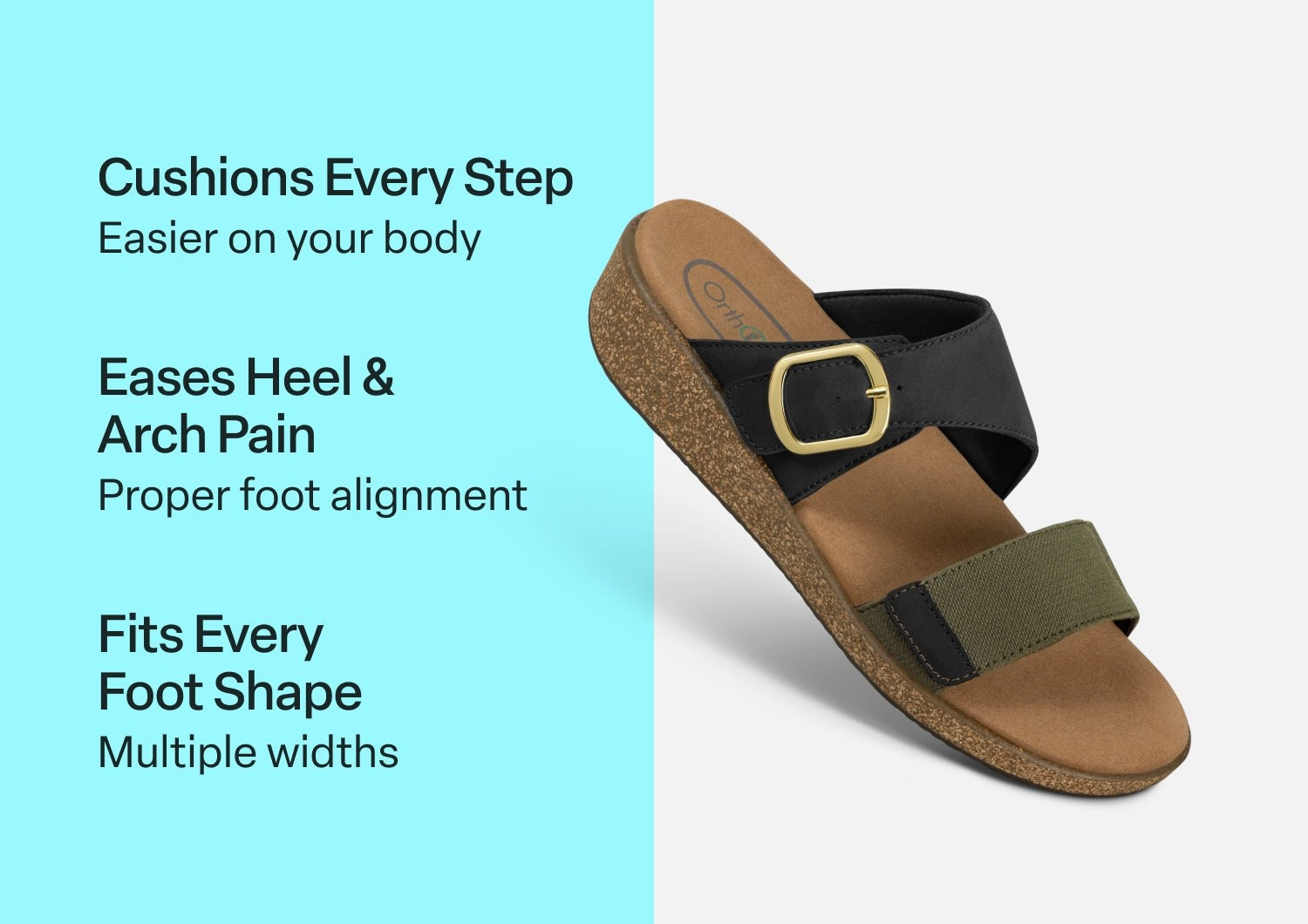 Orthofeet Cybill Comfortable Support Women's Sandal - Black - Comfort Benefits - 3