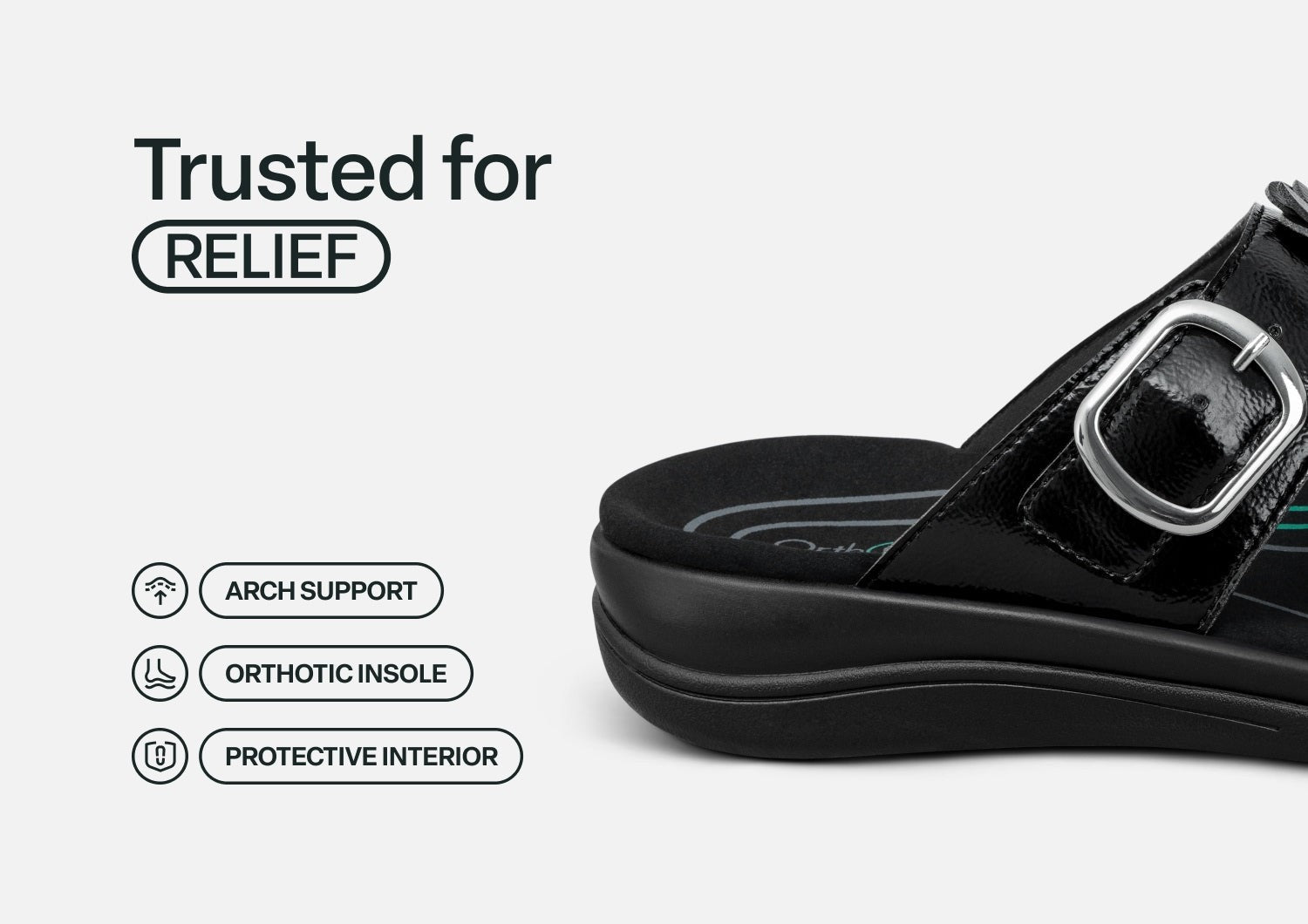 Orthofeet Daisy Women's Sandal - Black - Feature Detail - 4