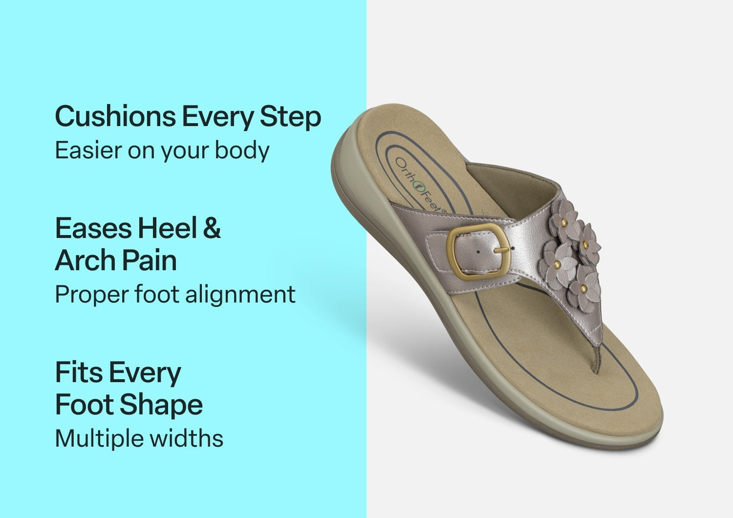 Orthofeet Daisy Women's Sandal - Pewter - Comfort Benefits - 3
