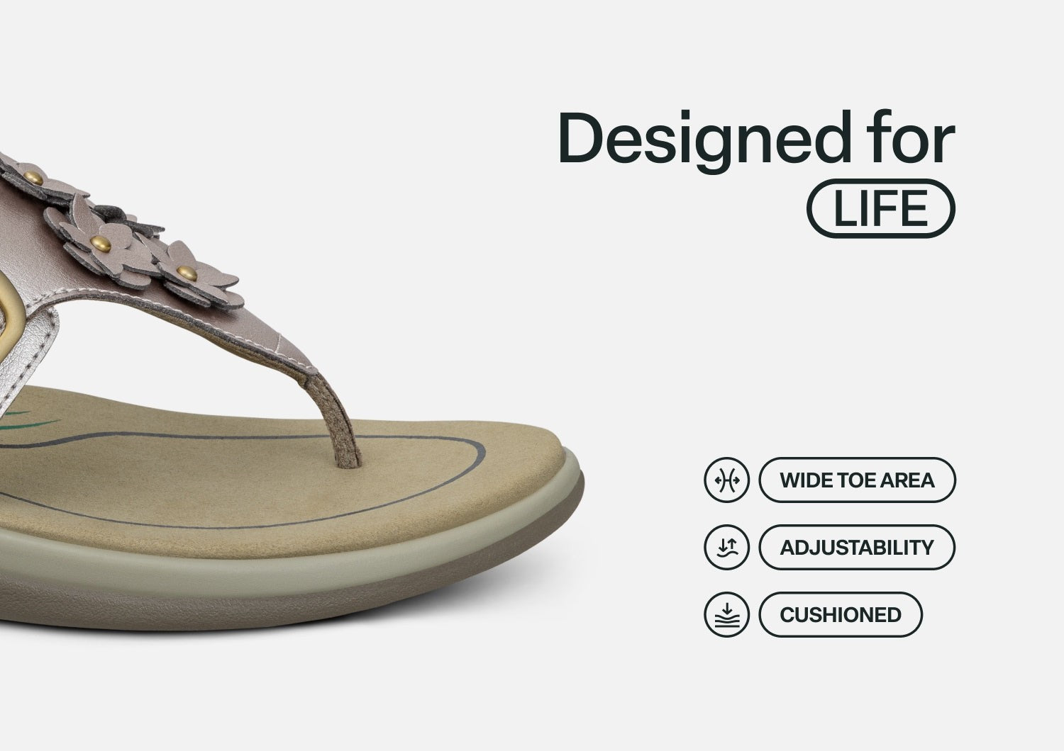 Orthofeet Daisy Women's Sandal - Pewter - Feature Detail - 5