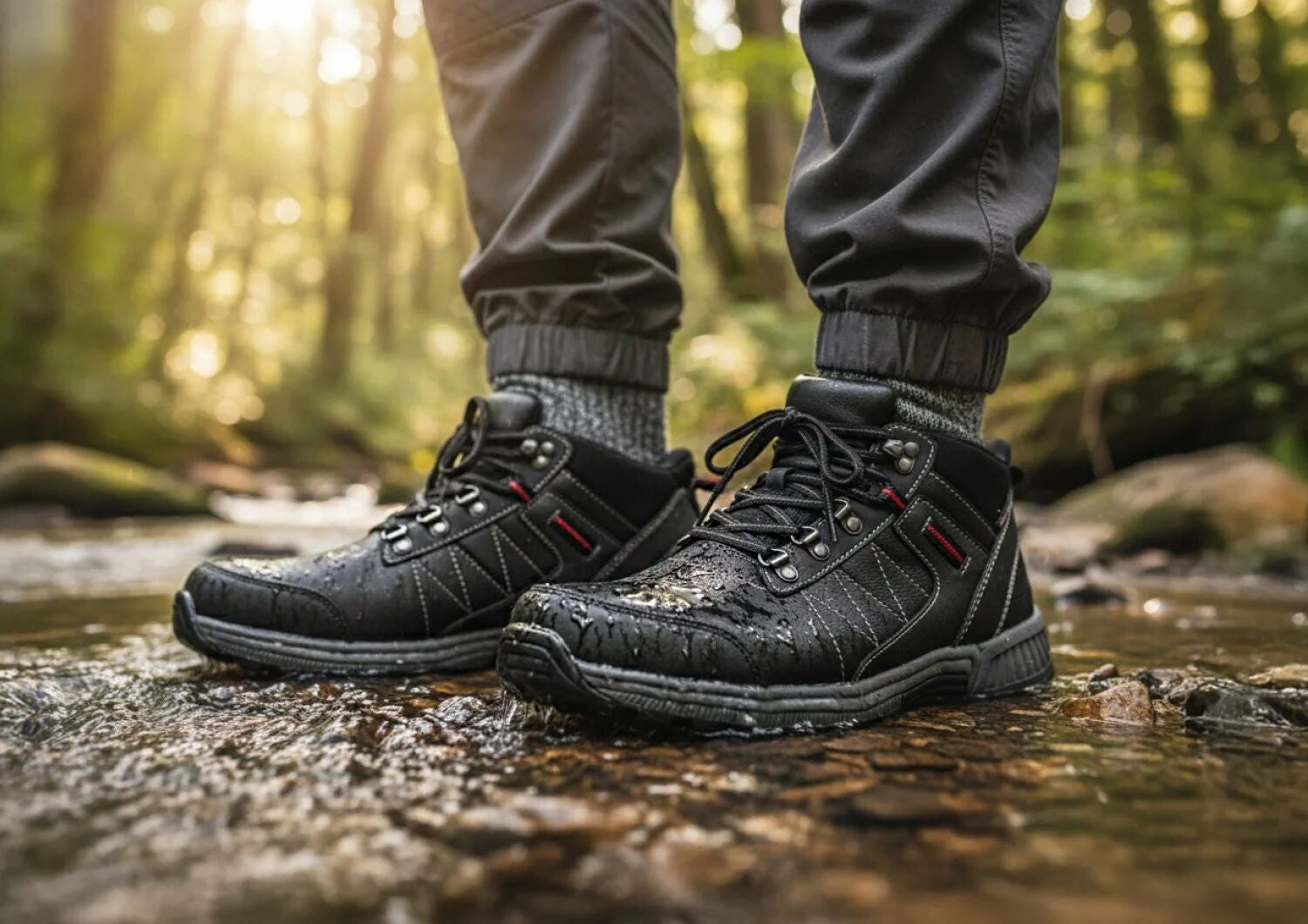 Orthofeet Dalton Hands-Free Waterproof Supportive Men's Boots - Black - Lifestyle View - 7
