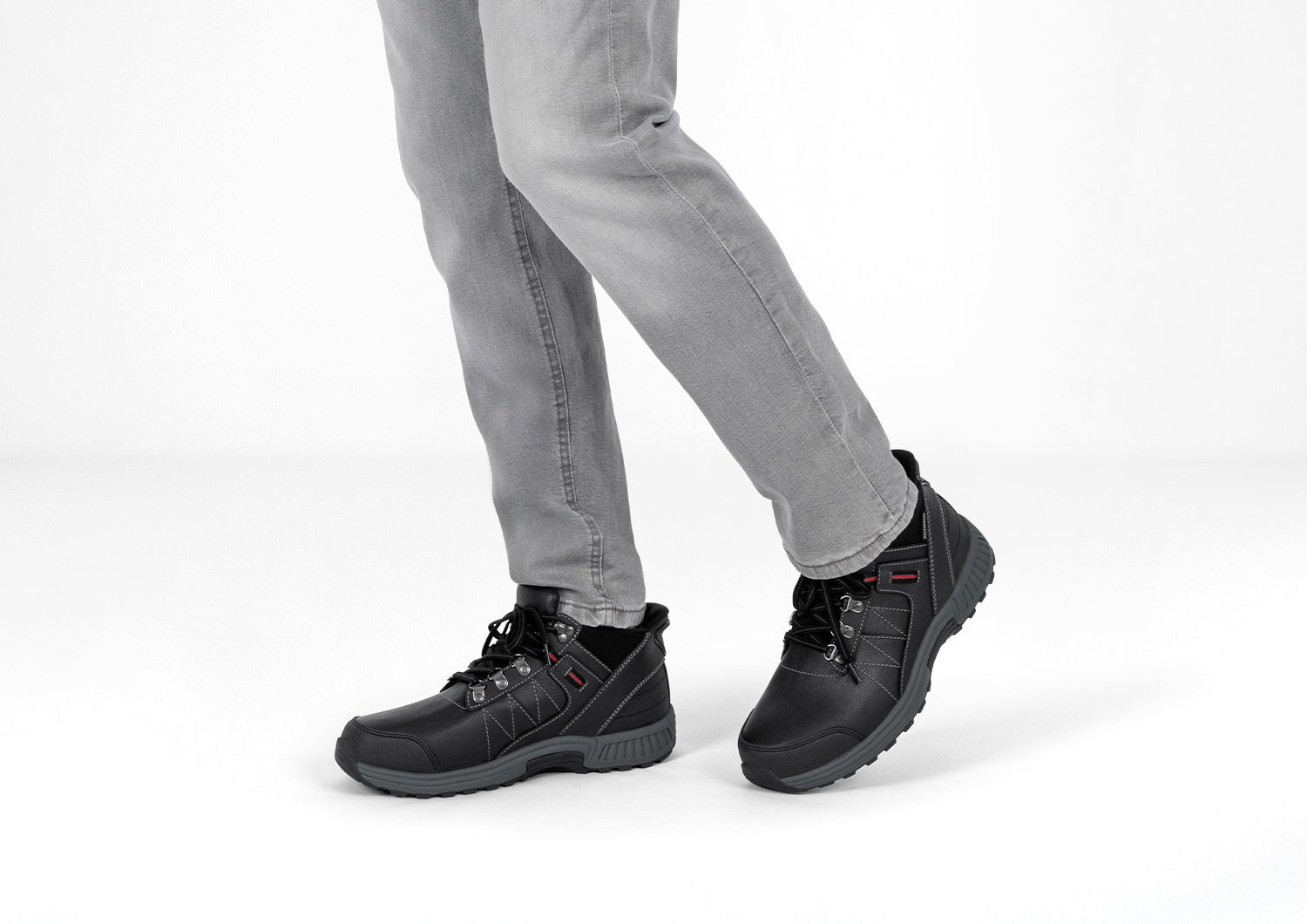 Orthofeet Dalton Hands-Free Waterproof Supportive Men's Boots - Black - Lifestyle View - 8