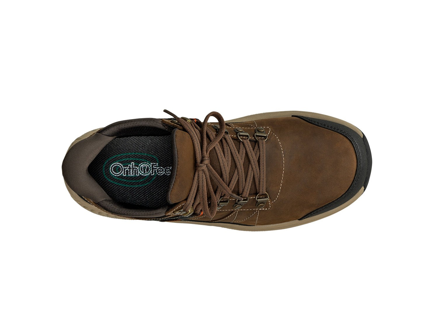 Orthofeet Dalton Hands-Free Waterproof Supportive Men's Boots - Brown - Bird's Eye View - 5