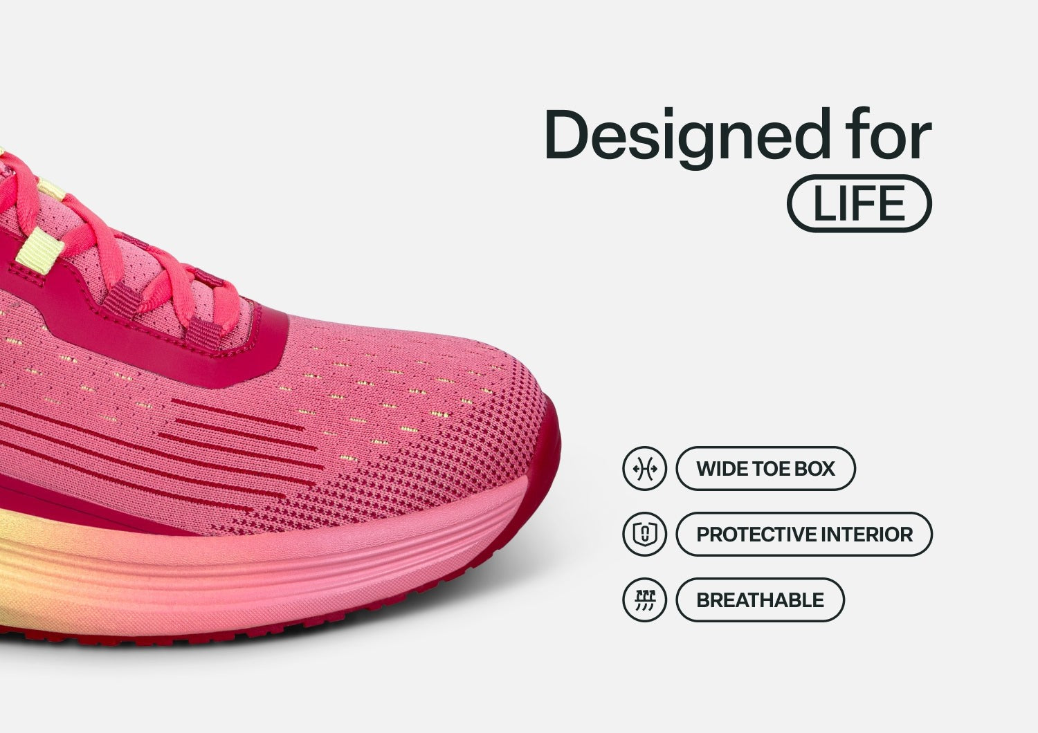 Orthofeet Dart Hands-Free Women's Sneakers - Fuschia/yellow - Feature Detail - 5