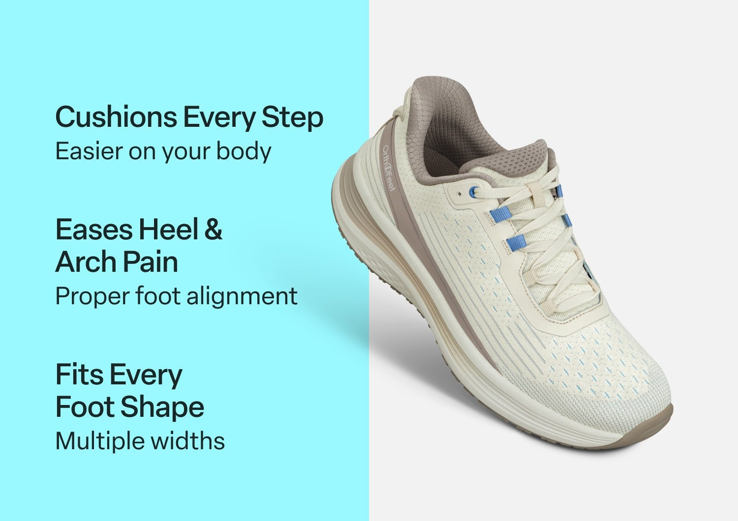 Orthofeet Dart Hands-Free Women's Sneakers - Taupe - Comfort Benefits - 2