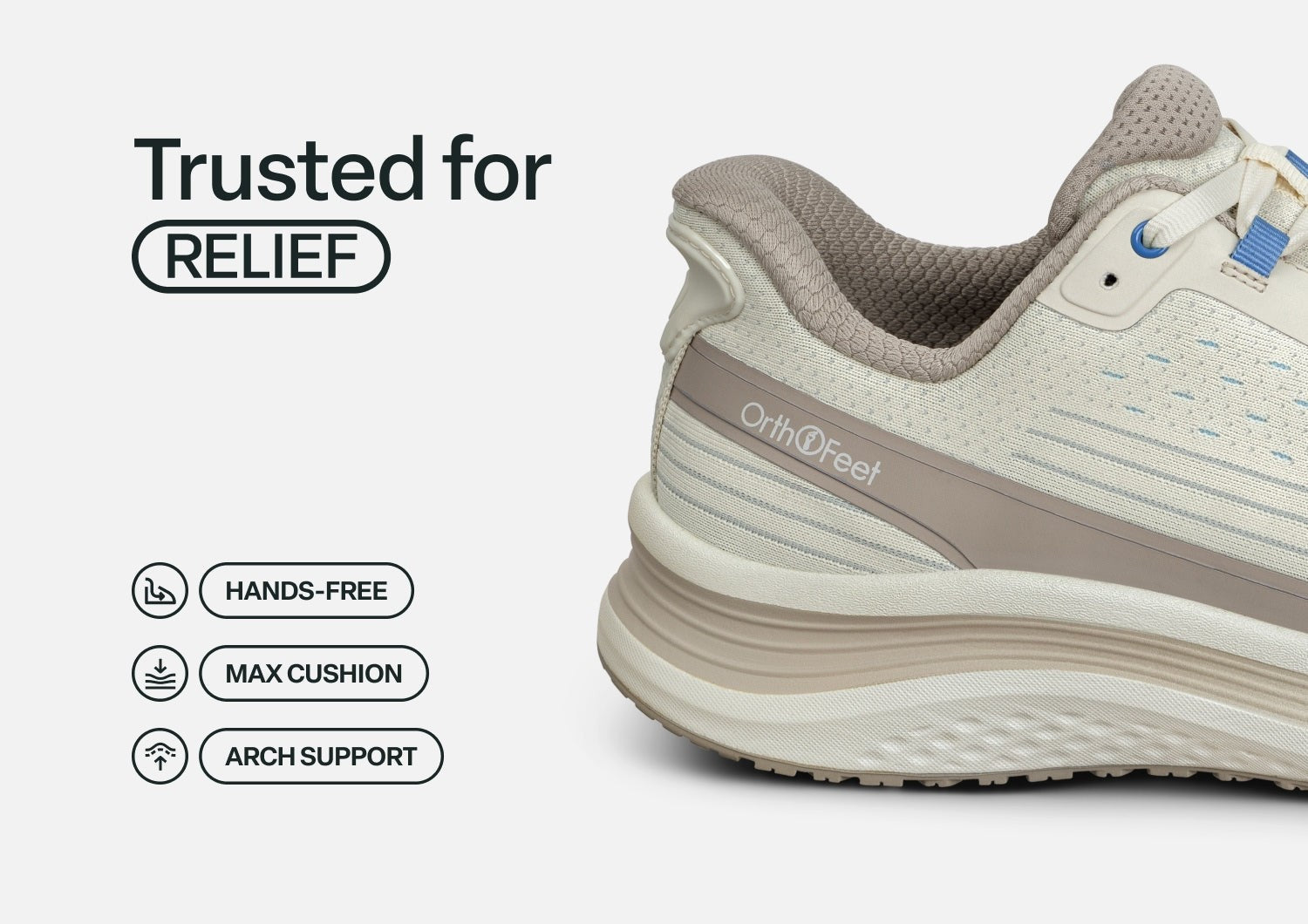 Orthofeet Dart Hands-Free Women's Sneakers - Taupe - Feature Detail - 3