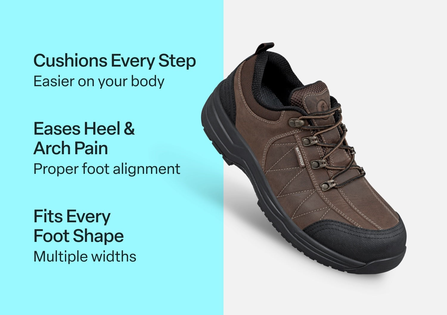 Orthofeet Dolomite Work Shoes - Brown - Comfort Benefits - 3