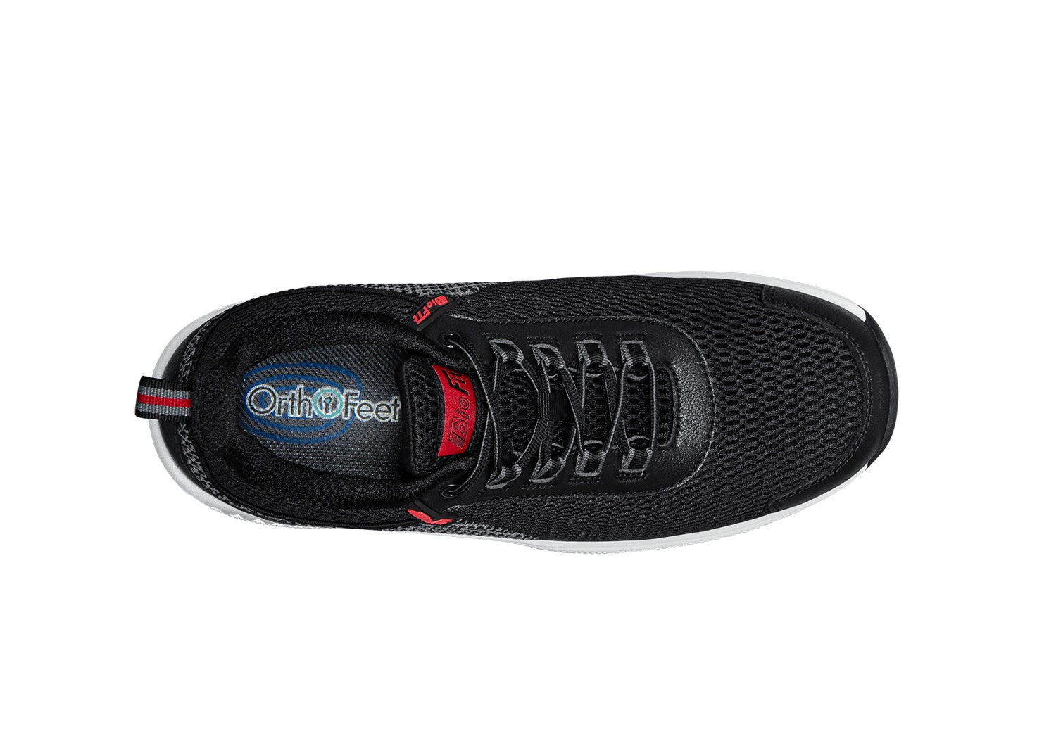 Orthofeet Edgewater Stretch Supportive Arch-Relief Men's Sneakers - Black - Bird's Eye View - 6