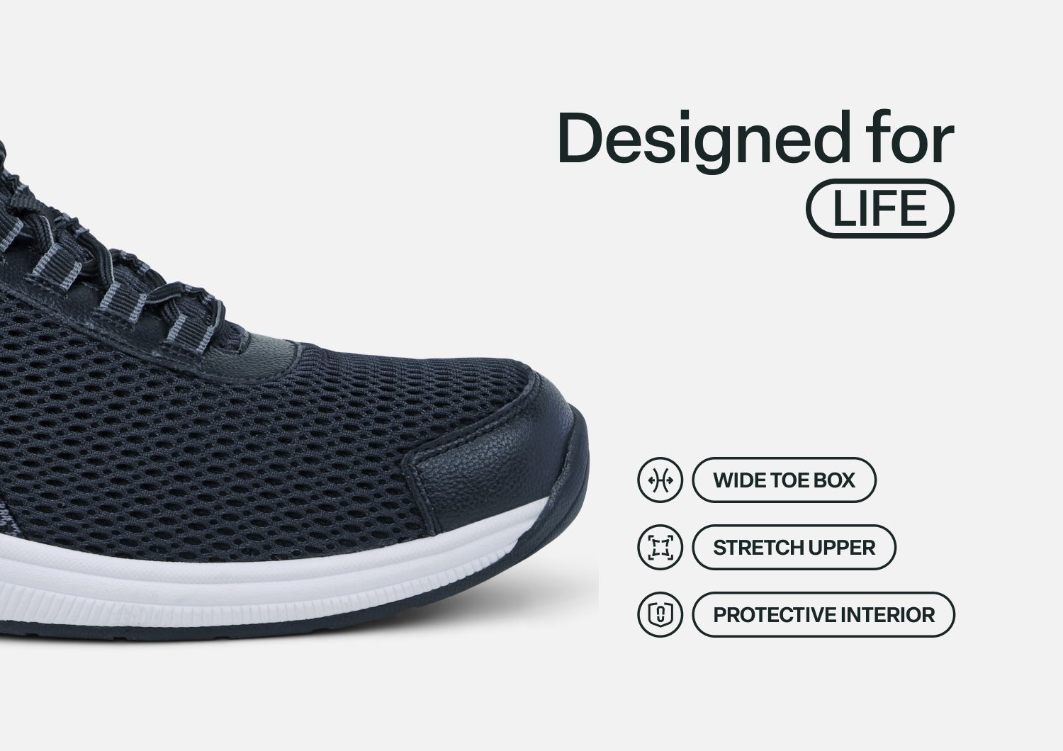 Orthofeet Edgewater Stretch Supportive Arch-Relief Men's Sneakers - Black - Feature Detail - 5